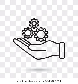Line icon-   hand and  gear