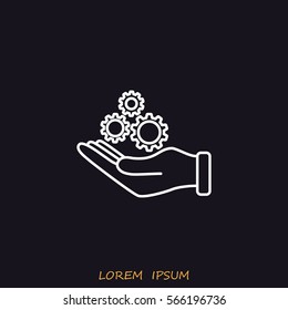 Line icon-   hand and  gear