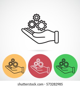 Line icon-   hand and  gear