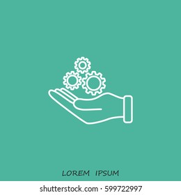 Line icon-   hand and  gear