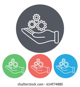 Line icon -  hand and  gear
