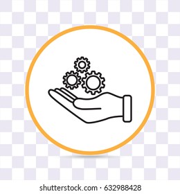 Line icon-   hand and  gear