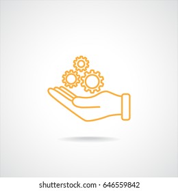 Line icon-   hand and  gear