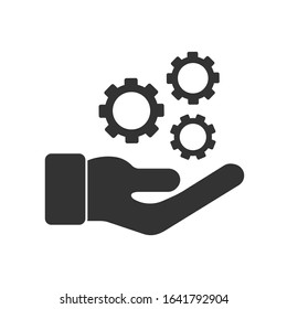 Line icon hand and gear vector