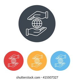 Line icon-  hand hold globe
