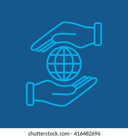 Line icon-  hand hold globe