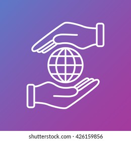 Line icon-  hand hold globe
