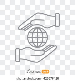Line icon-  hand hold globe