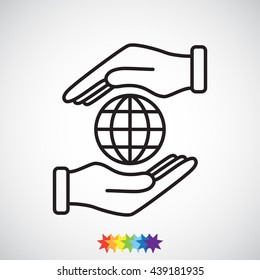 Line icon-  hand hold globe