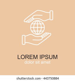 Line icon-  hand hold globe