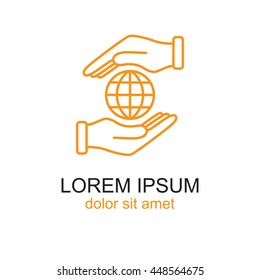 Line icon-  hand hold globe