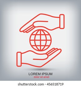 Line icon-  hand hold globe