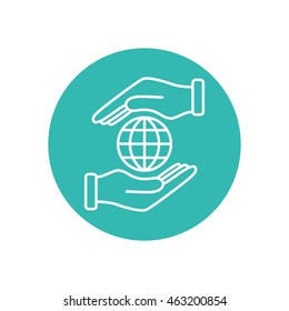 Line icon-  hand hold globe