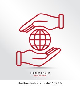 Line icon-  hand hold globe