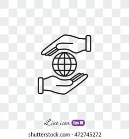 Line icon-  hand hold globe