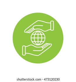 Line icon-  hand hold globe