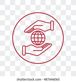 Line icon-  hand hold globe