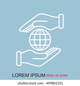 Line icon-  hand hold globe