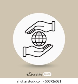 Line icon-  hand hold globe