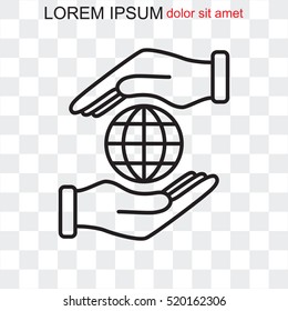 Line icon-  hand hold globe