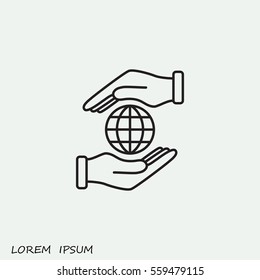 Line icon-  hand hold globe
