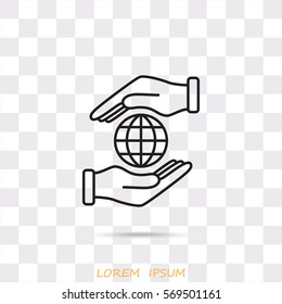 Line icon-  hand hold globe