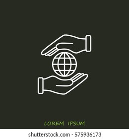 Line icon-  hand hold globe