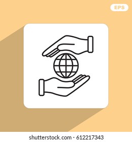 Line icon-  hand hold globe