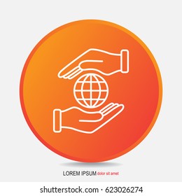 Line icon-  hand hold globe