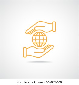 Line icon-  hand hold globe