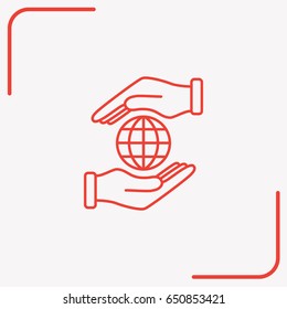 Line icon-  hand hold globe