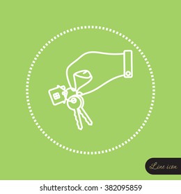 Line icon-  hand with keys