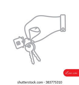 Line icon-  hand with keys