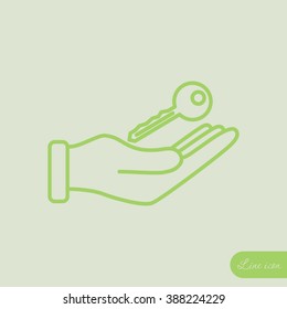 Line icon-  hand with keys