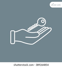 Line icon-  hand with keys