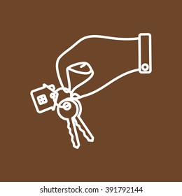 Line icon-  hand with keys