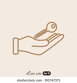 Line icon-  hand with keys