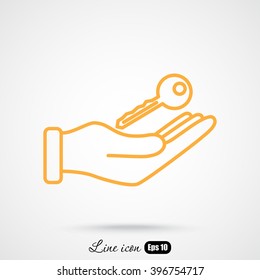 Line icon-  hand with keys