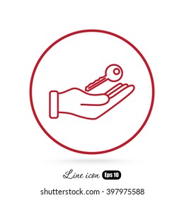 Line icon-  hand with keys