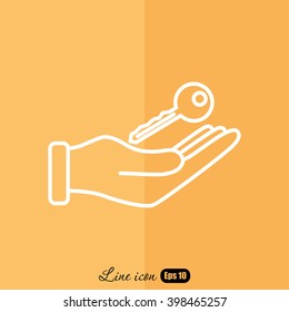 Line icon-  hand with keys