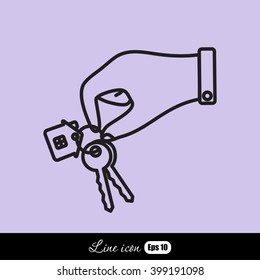 Line icon-  hand with keys