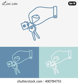 Line icon-  hand with keys