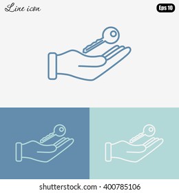 Line icon-  hand with keys