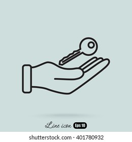Line icon-  hand with keys