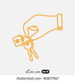 Line icon-  hand with keys