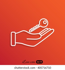 Line icon-  hand with keys