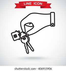 Line icon-  hand with keys