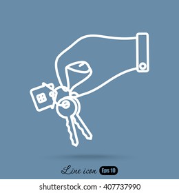 Line icon-  hand with keys