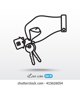 Line icon-  hand with keys