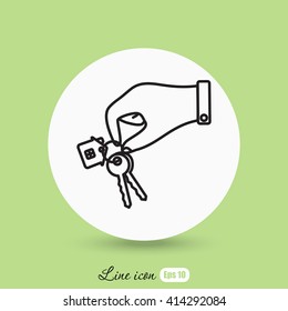 Line icon-  hand with keys
